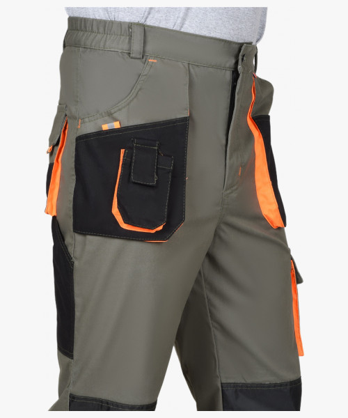 Костюм СИРИУС-МАНХЕТТЕН куртка, брюки оливковый с оранжевым и чер. тк. мех. стрейч пл 260 г/кв.м