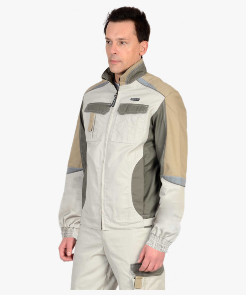 Костюм СИРИУС-КАСПИЙ куртка, п/к, молочный с оливой, песочным и СОП