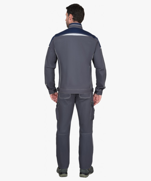 Костюм СИРИУС-ДЖЕТ куртка, брюки т-серый с синим тк. мех. стрейч с ВО