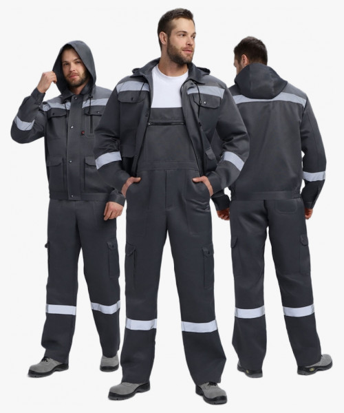 Костюм Нейч-2 СОП с капюшоном (тк.Смесовая,210) п/к, т.серый/св.серый