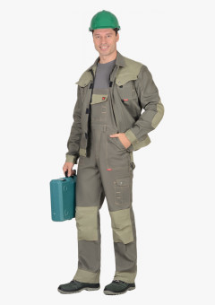 Костюм СИРИУС-ВЕСТ-ВОРК куртка кор., п/к т.оливковый со св.оливковым пл. 275 г/кв.м