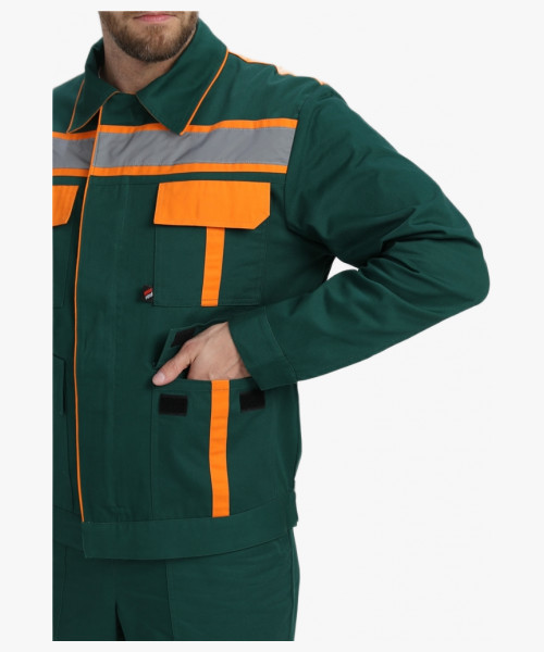 Костюм Итрорис-1 СОП (тк.Саржа,250) брюки, т.зеленый/оранжевый