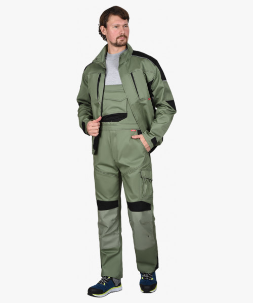 Костюм СИРИУС-ЦИТРИН куртка, полукомбинезон, светло-оливковый с черным