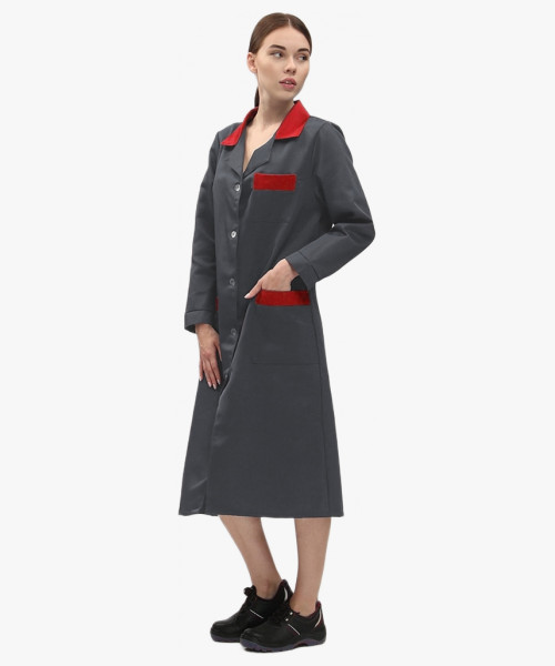 Халат женский (тк.Смесовая,210), т.серый/красный