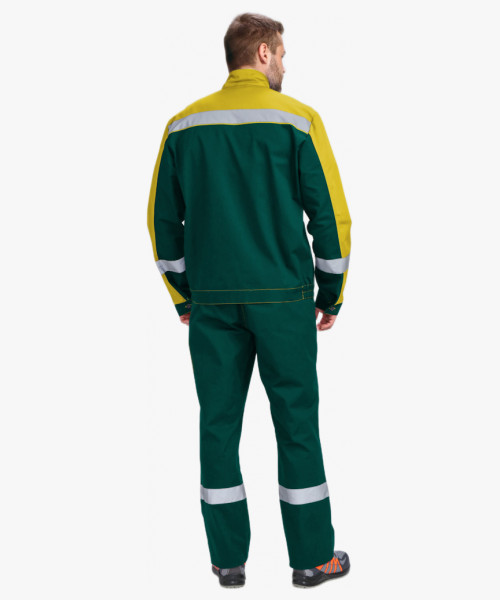 Костюм Бриготек-2 СОП (тк. Смесовая, 260) полукомбинезон, зелёный/желтый