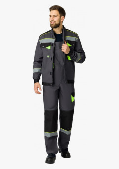 Костюм Ховард/Корвет (тк.Смесовая,240) п/к, т.серый/черный/лимонный