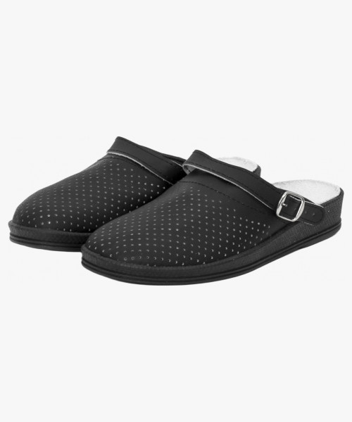 Сабо мужские нат.кожа ПВХ, черный