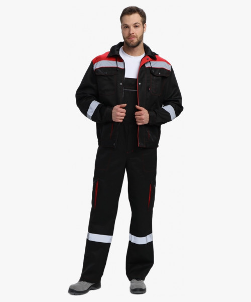 Костюм Нейч-2 СОП с капюшоном (тк.Смесовая,210) п/к, черный/красный