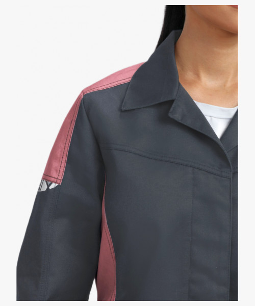 Халат женский ProfLineSpecialist (тк. Смесовая, 240), серый/розовый