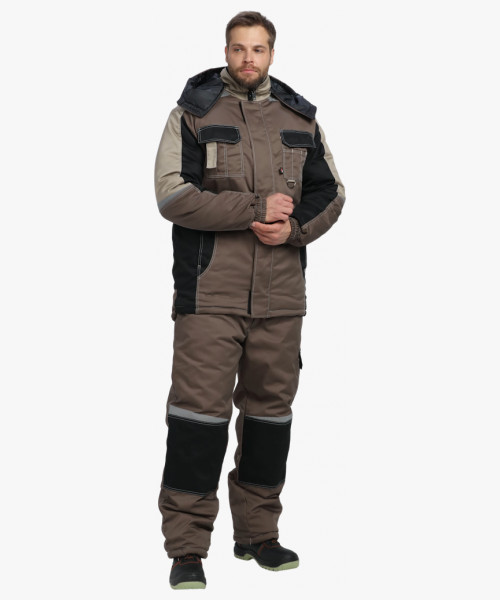 Костюм зимний Мега IMP (тк.Смесовая,240) брюки, коричневый/черный/бежевый