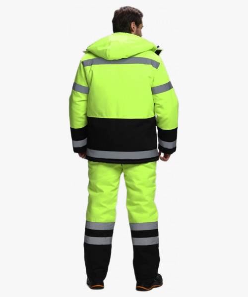 Костюм зимний для дорожника Ультра (тк.Смесовая,210) п/к, лимонный/черный