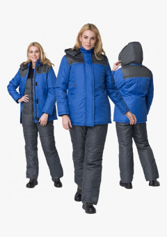 Куртка зимняя женская Сакрин (Дюспо), васильковый/темно-серый