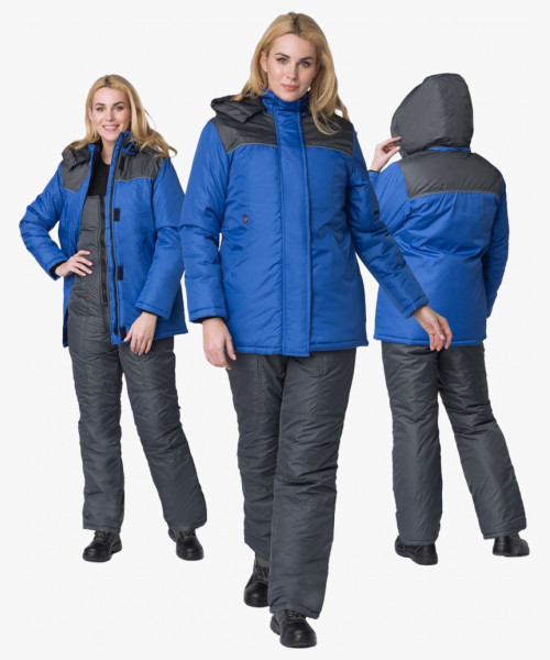 Куртка зимняя женская Сакрин (Дюспо), васильковый/темно-серый