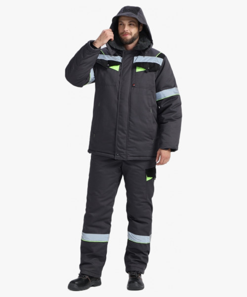 Костюм зимний Ховард (тк.Смесовая,240) п/к, т.серый/черный/лимонный