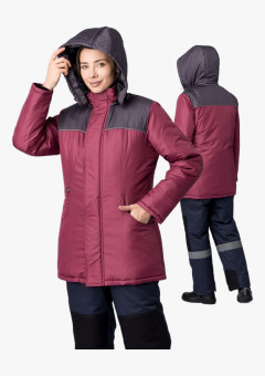 Куртка зимняя женская Сакрин (тк.Дюспо,80), бордовый/т.серый