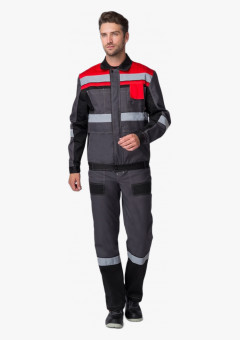 Костюм Виват-2 Премиум (тк.Смесовая,240) п/к, серый/черный/красный