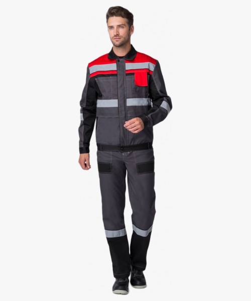 Костюм Виват-2 Премиум (тк.Смесовая,240) п/к, серый/черный/красный