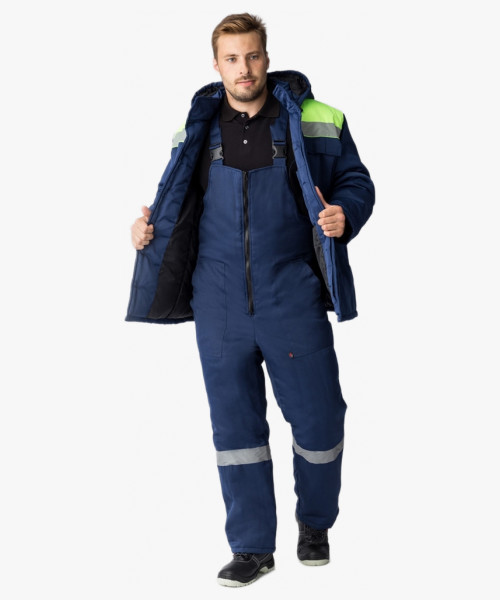 Куртка зимняя Экспертный-Люкс NEW (Смесовая, 210), темно-синий/лимонный