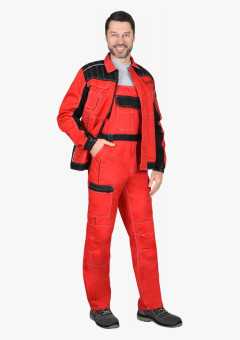 Костюм СИРИУС-ПРЕСТИЖ куртка, полукомбинезон красный с черным