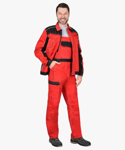 Костюм СИРИУС-ПРЕСТИЖ куртка, полукомбинезон красный с черным