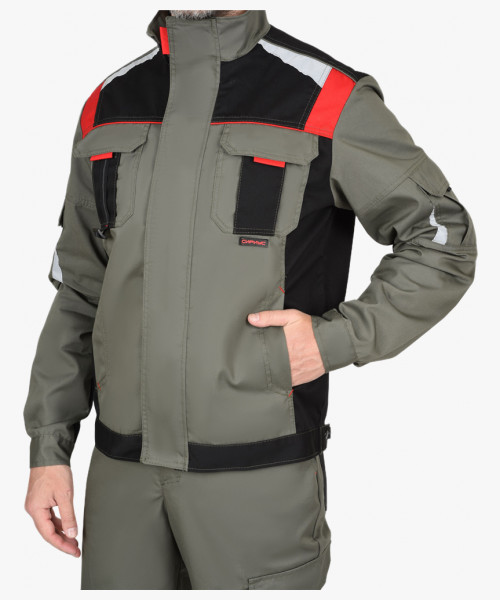 Куртка СИРИУС-СТАН оливковая с черным и красным