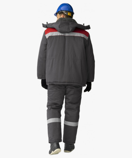 Костюм зимний Труженик-Ультра (тк.Смесовая,210) брюки, т.серый/красный