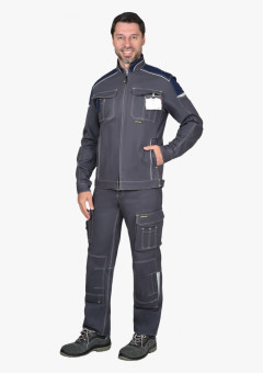 Куртк. СИРИУС-ДЖЕТ коротк. я, т.серая с синим тк. мех. стрейч с ВО