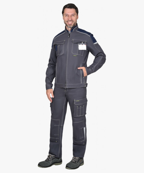 Куртка СИРИУС-ДЖЕТ короткая, т.серая с синим тк. мех. стрейч с ВО