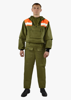 Костюм противоэнцефалитный СОП (тк.Саржа,250), хаки/оранжевый