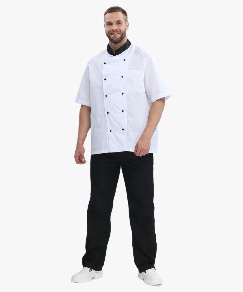 Костюм повара с коротким рукавом Шоколад (тк.ТиСи), черный/белый