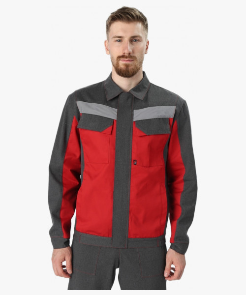 Костюм Вираж-1 IMP (тк.Смесовая,260) брюки, т.серый/красный