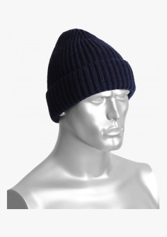 Шапка полушерстяная зимняя, утеплитель флис, цвет темно-синий