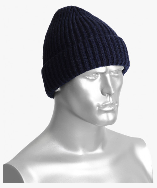 Шапка полушерстяная зимняя, утеплитель флис, цвет темно-синий