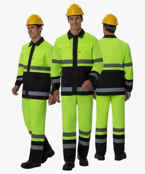 Костюм для дорожника (тк.Смесовая,210) п/к, лимонный/черный