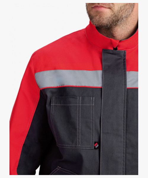 Костюм Бриготек-2 СОП (тк. Смесовая, 260) полукомбинезон, т.серый/красный