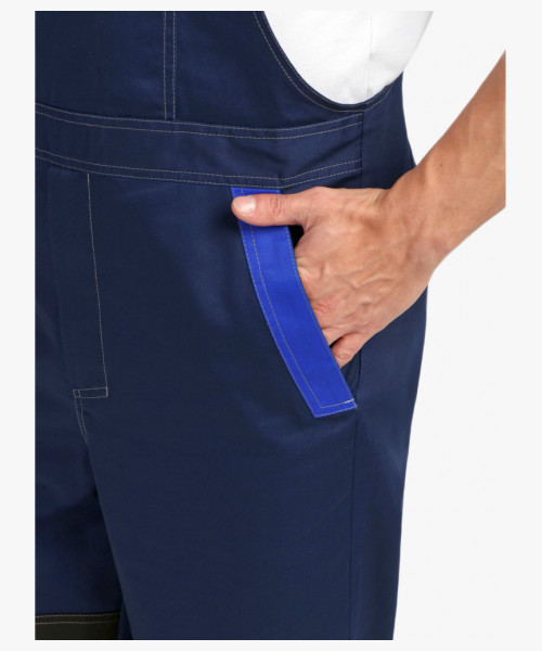 Костюм ProfLineBase-2 (тк. Твил, 210) полукомбинезон, т.синий/черный/васильковый