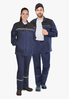 Костюм СИРИУС-МАСТЕР куртка длинная, брюки, синий с черным