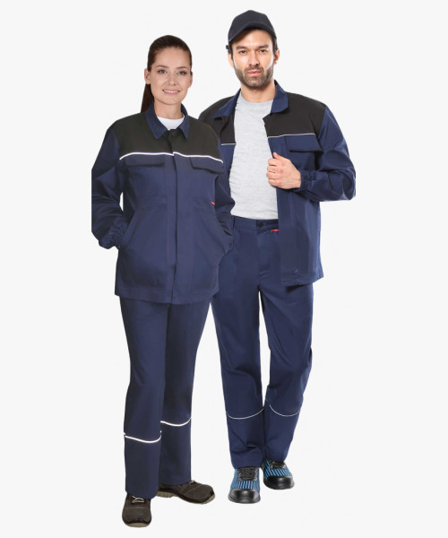 Костюм СИРИУС-МАСТЕР куртк. длинная, брюки, синий с черным