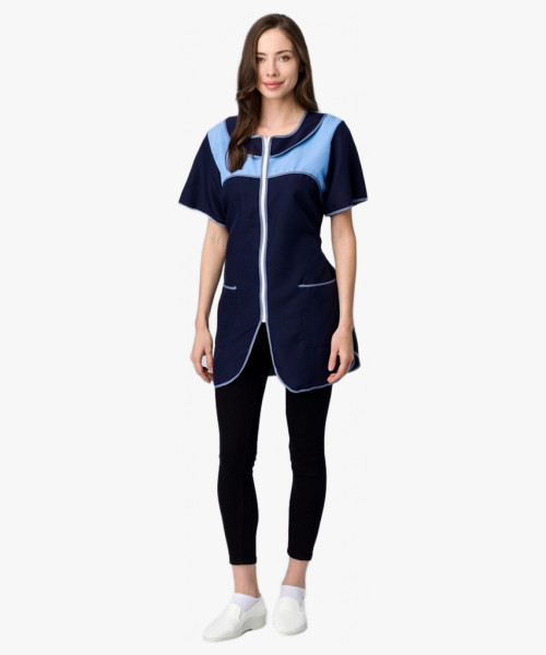 Халат женский Мимоза (тк.Габардин), т.синий/голубой