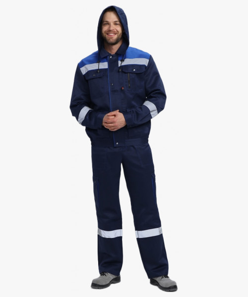 Костюм Нейч-2 СОП с капюшоном (тк.Смесовая,210) п/к, т.синий/васильковый