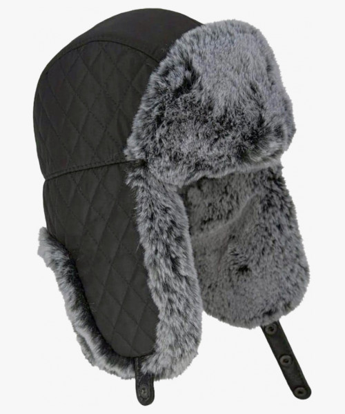 Шапка-ушанка Brodeks Extreme KM 109, цвет чёрный, серый мех