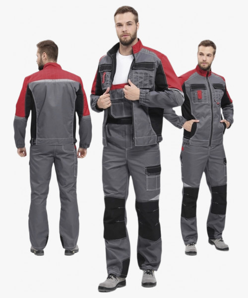 Костюм Формула (тк.Смесовая,240) п/к, серый/красный/черный