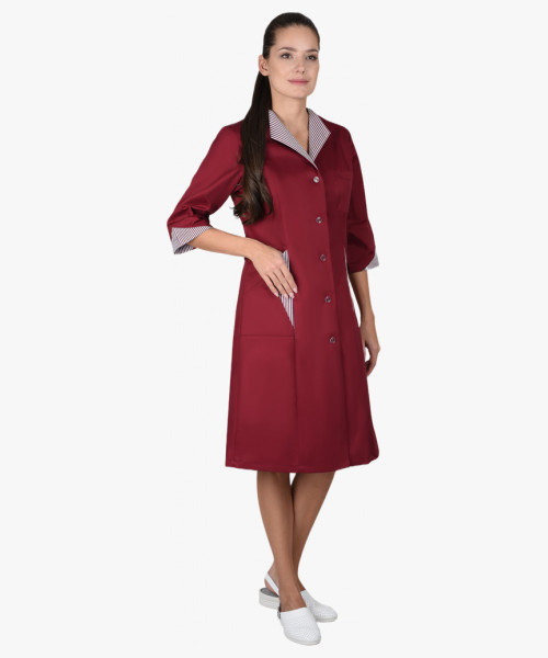 Халат СИРИУС-МАРЛЕН-2 женский бордовый с полоской