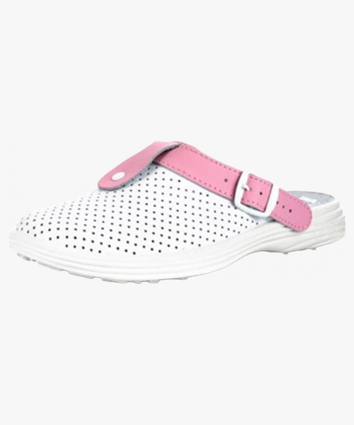 Сабо женские нат.кожа Комфорт ПВХ, белый/голубой