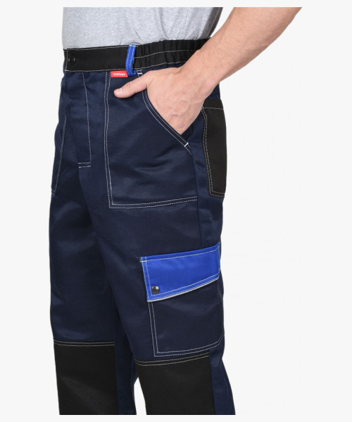 Костюм СИРИУС-ПОЛИНОМ куртка и брюки, синий с черным и васильковым, СОП