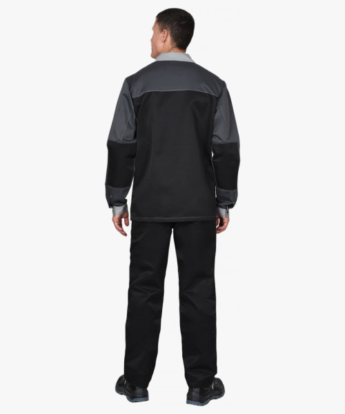 Костюм СИРИУС-АСПЕКТ куртка длин., брюки, черный с темно-серым и светло-серой отделкой