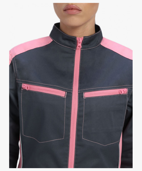 Костюм женский летний ProfLineSpecialist-1 (тк.Смесовая,240) брюки, серый/розовый