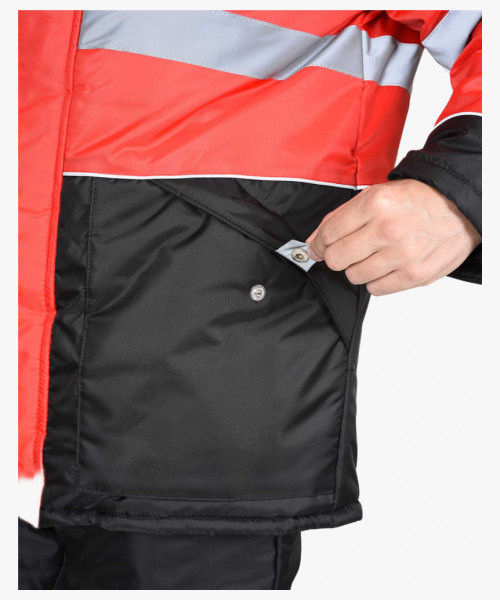 Костюм СИРИУС-НОРД ДВ куртка, п/к, черный с красным и СОП