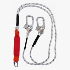 Строп аВерд+Кс (веревка) двойной с амортизатором 1 монт.кар.+1 соед.кар. 1,5м