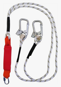 Строп аВерд+Кс (веревка) двойной с амортизатором 1 монт.кар.+1 соед.кар. 1,5м